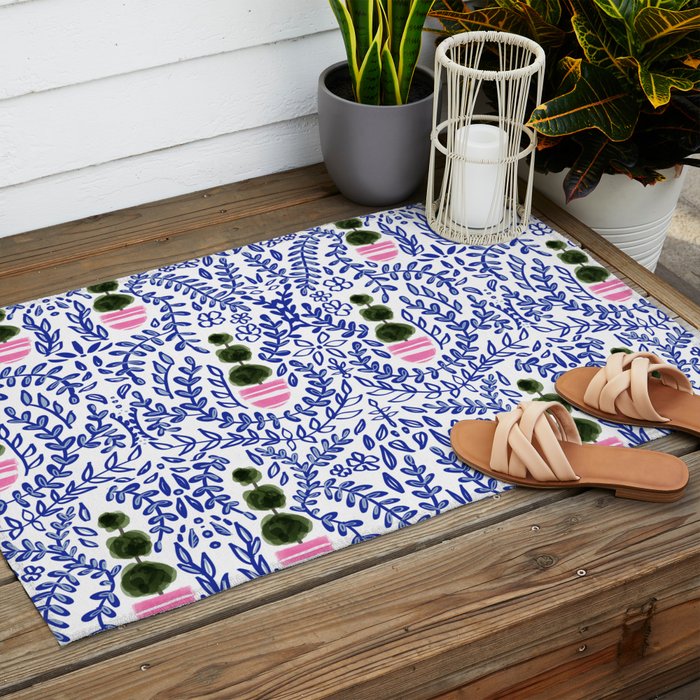 Southern Living - Chinoiserie Pattern Small Welcome Mat by Britt Mills  Design