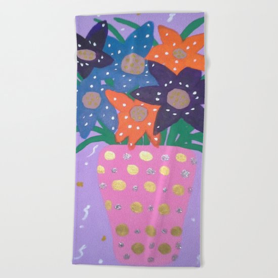 Fiesta Flowers Modern Still Life Beach Towel