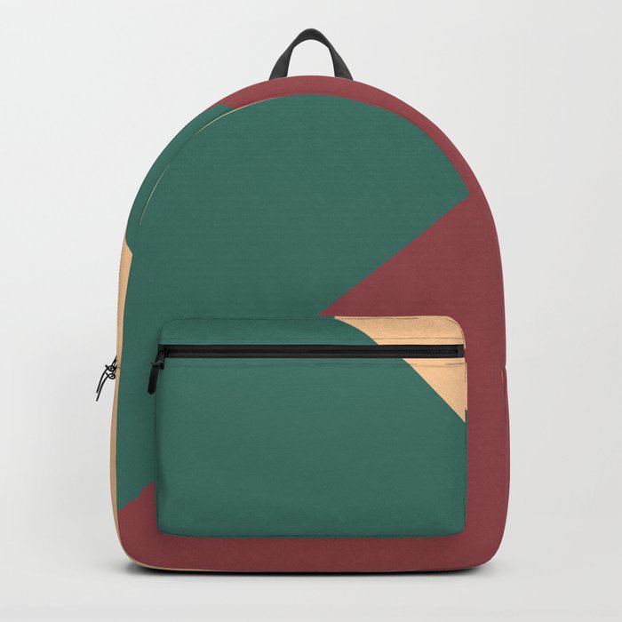 Red Dark Green Peach Solid Color Abstract Design Pairs HGTV 2021 Color of the Year Passionate Backpack