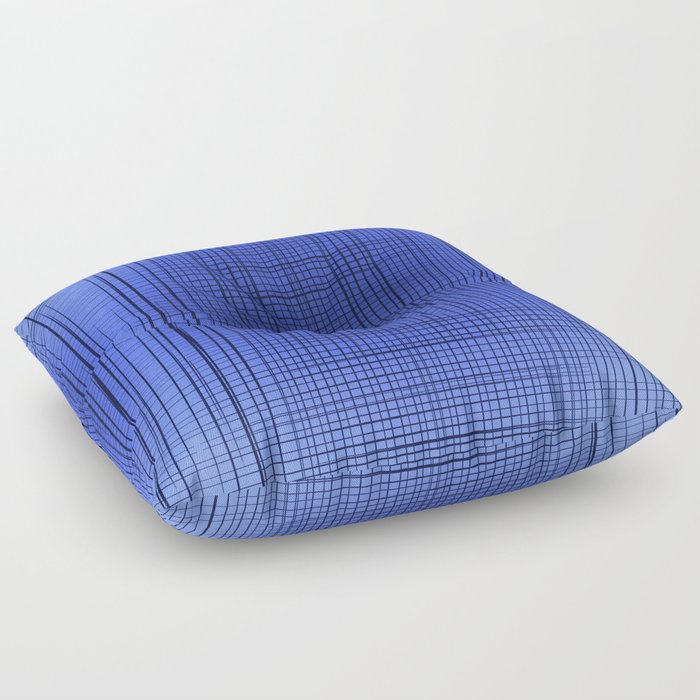 Sloane Grid Sun - blue grid art, grid pillow, home decor, painterly, sunshine, boho art, bohemian Floor Pillow