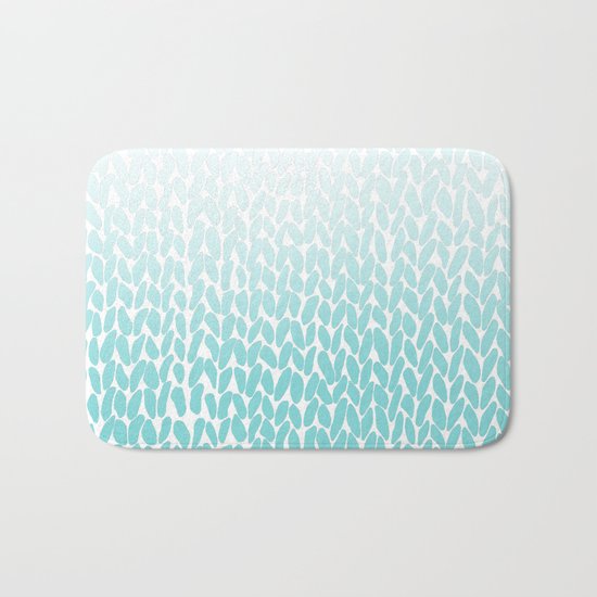 Hand Knitted Ombre Teal Bath Mat