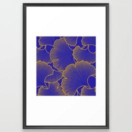 Indigo Blue and Honey golden Genko Leaves  Framed Art Print