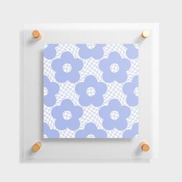Monochromatic Pastel Lilac Retro Flowers On Warped Checkerboard Floating Acrylic Print
