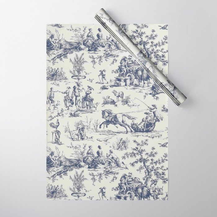 Blue Toile de Jouy Wrapping Paper