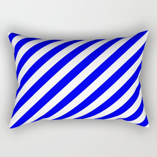 Diagonal Stripes (Blue/White) Rectangular Pillow