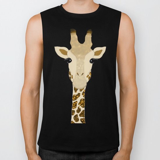 Golden Glitter Giraffe Biker Tank