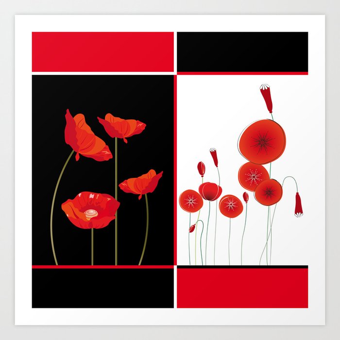 Graceful poppies Art Print