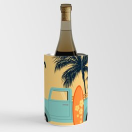 Retro Surfer Pick-up Truck Summer Palm Tree Wine Chiller
