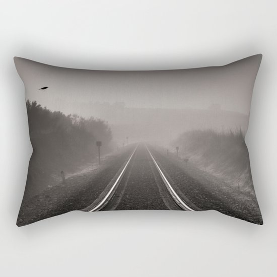 "Bird through the foggy railway" Rectangular Pillow