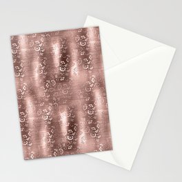 Rose Gold Floral Brushed Metal Texture Stationery Card