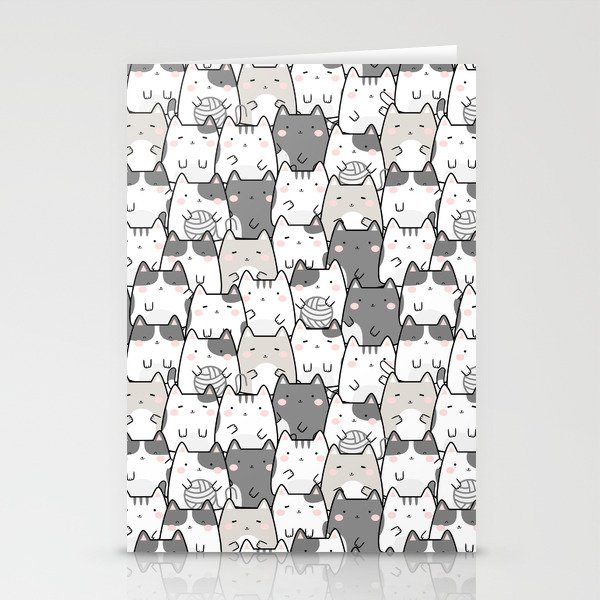 Kawaii Cute Cats Pattern Stationery Cards