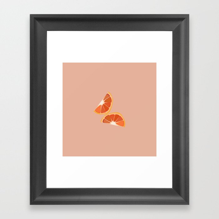 Blood Orange - Orange Summer Vibe Pattern on Red Framed Art Print