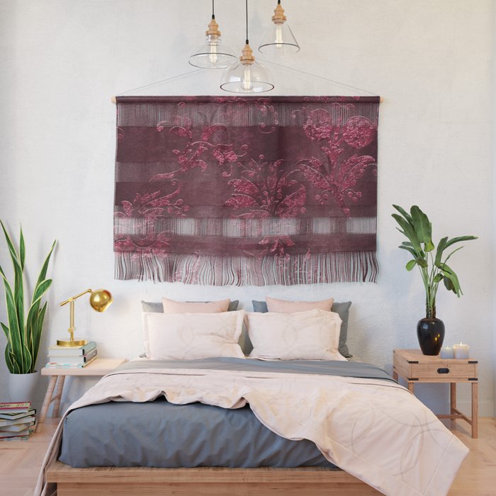 Embossed Claret Velvet Wall Hanging - Unique Art