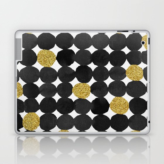 Dots pattern - black and gold Laptop & iPad Skin