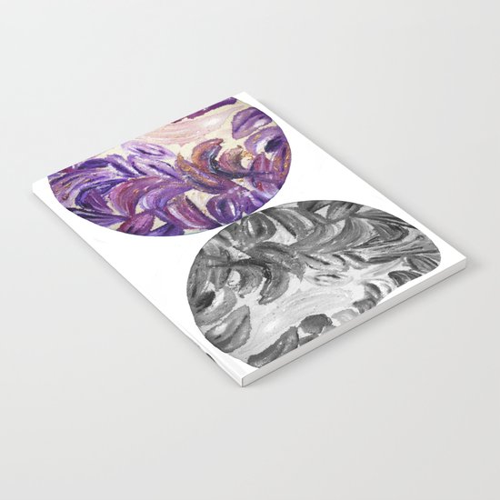 DRIP DRIP DRIP Purple Leaves Shadow Black and White Notebook