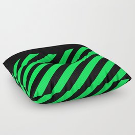 Black & Neon Green Stripes Floor Pillow