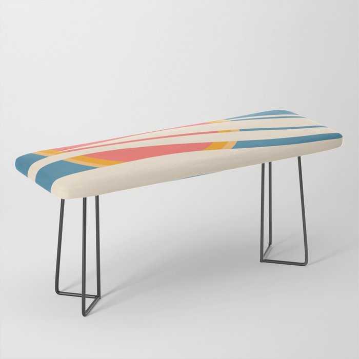 SunSeeker - Blue Orange Colourful Minimalistic Retro Art Pattern Design Bench