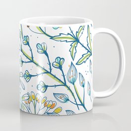 Light Blue and Bright White Ditsy Flower Spring Bloom Coffee Mug