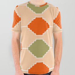 Retro Abstract Checkered Pattern All Over Graphic Tee
