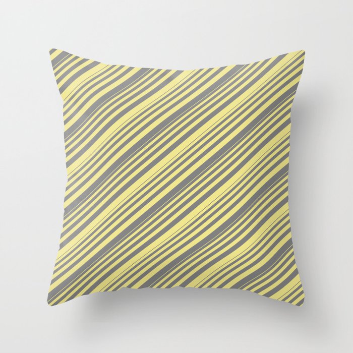 Grey and Tan Colored Striped/Lined Pattern Throw Pillow