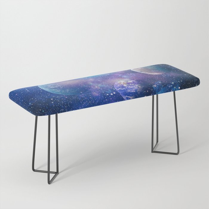 planets, stars and galaxies in outer space showing the beauty of space exploration. Bench