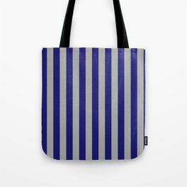 [ Thumbnail: Dark Gray & Midnight Blue Colored Lines Pattern Tote Bag ]