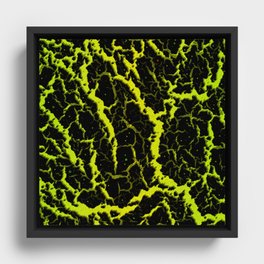 Cracked Space Lava - Lime/Yellow Framed Canvas