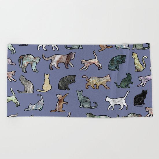 Cats shaped Marble - Violet Blue Beach Towel