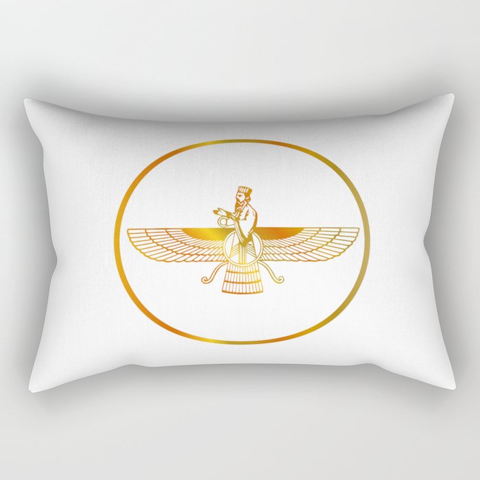 Prophet Zarathustra, Zarathushtra Spitama, or Ashu Zarathushtra- symbols of Zoroastrianism Farvahar Rectangular Pillow