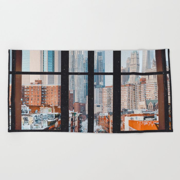 New York City Window Beach Towel