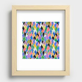 Colorful diverse people collage art seamless pattern Recessed Framed Print