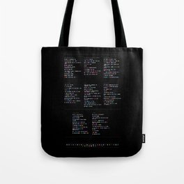 Death Cab for Cutie Discography - Music in Colour Code (Dark Background) Tote Bag