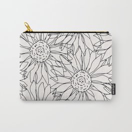 Black And White Sunflowers Carry-All Pouch