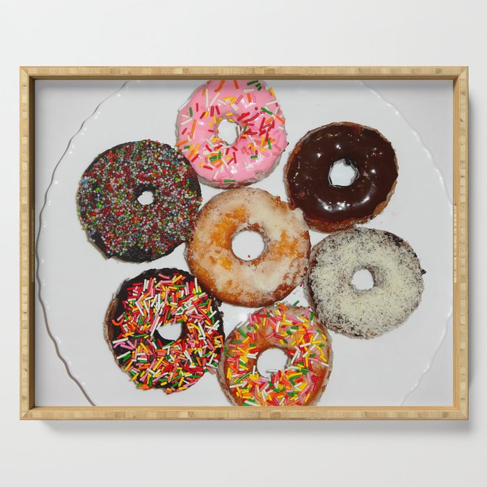 Homemade various dish of frosted donuts; can't eat just one kitchen and dining room home and wall decor Serving Tray
