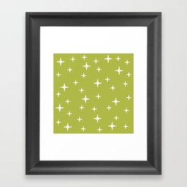 Mid Century Modern Star Pattern 443 Chartreuse Framed Art Print