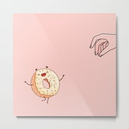 Eat Me! Happy Smiling Donut Metal Print | Eatme, Sprinkles, Teatime, Dance, Catching, Pastel, Funny, Happy, Doughnut, Donut 