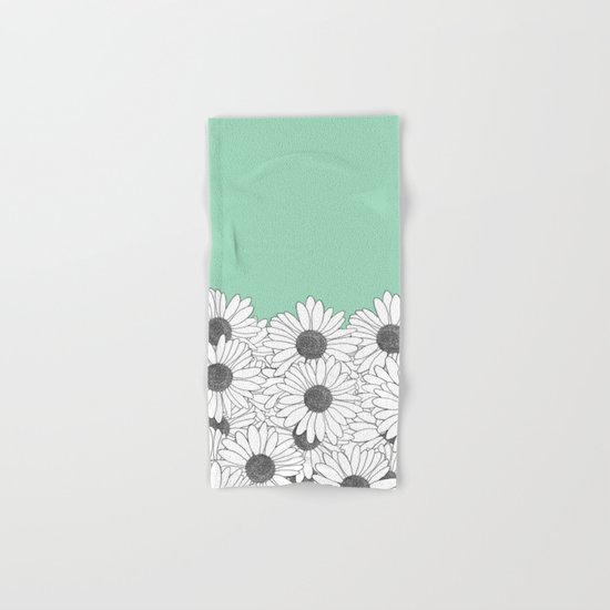 Daisy Boarder Mint Hand & Bath Towel
