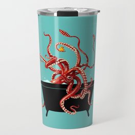 Giant Squid in Bathtub Travel Mug
