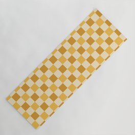 Yellow Crossings - Classic Gingham Checker Print Yoga Mat