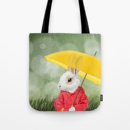 It’s raining, little bunny! Tote Bag