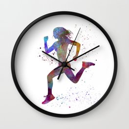 Woman runner running jogger jogging silhouette 01 Wall Clock | One, Running, Silhouette, Jogging, Watercolor, Sportswear, Muscular, Jumping, Sports, Jogger 