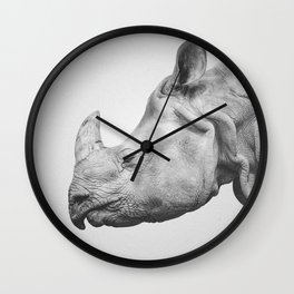Rhino Art | Minimalism | Black and White | Animal Photography Wall Clock