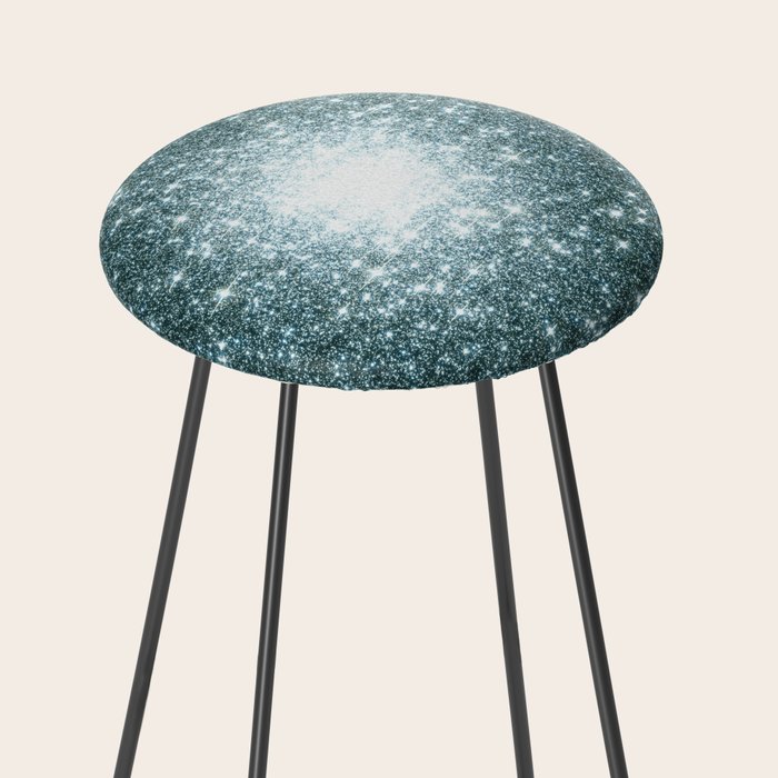 Ash Naples Blue Teal Galaxy Sparkle Stars Counter Stool By