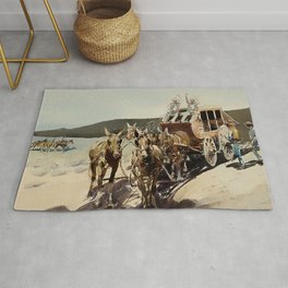 Stagecoach Hold-up by Edward Borein Area & Throw Rug