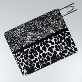 Animal Print Leopard Gray White and Black Picnic Blanket