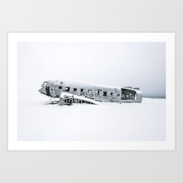 Plane Wreck in Iceland in Winter - Landscape Photography Minimalism Art Print