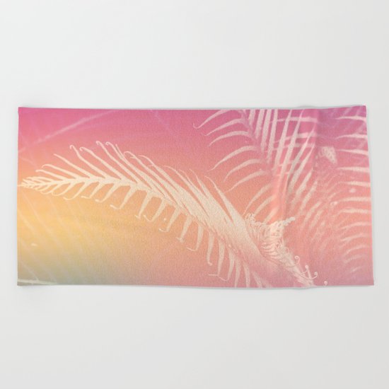 Gradient Tropical leaves Beach Towel