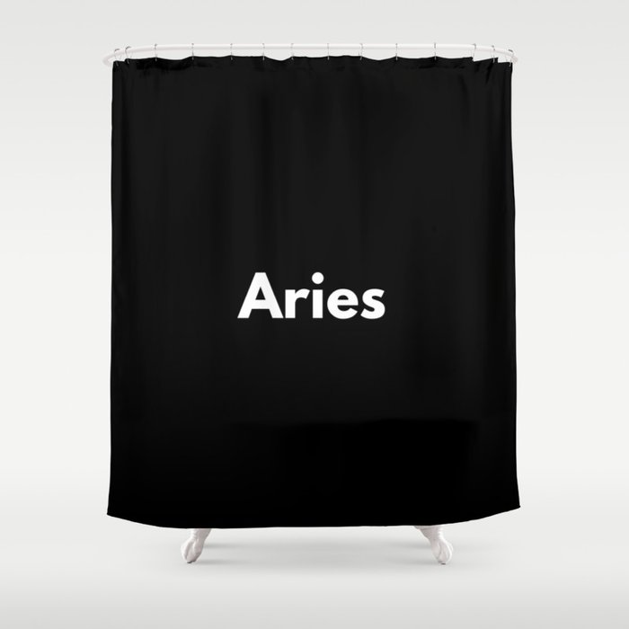 Aries, Aries Sign, Black Shower Curtain