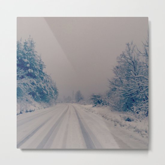 Winter Road Metal Print