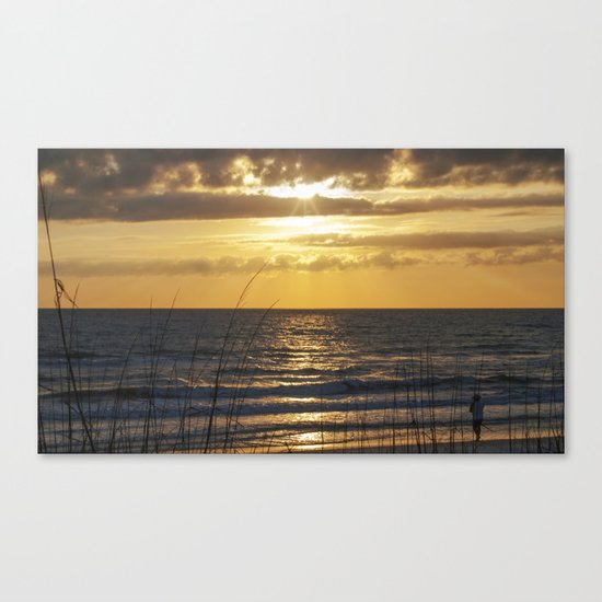 Fishing as the Sun Goes Down Canvas Print